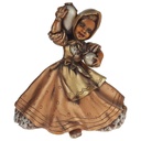 Niederrheinische Wachskunst Wachs Figur Handarbeit Mädchen mit Krüge H 17,2 cm