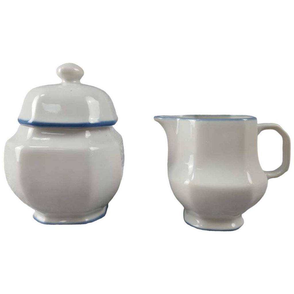 [45816529] Zuckerdose Milchkännchen und Milch & Zucker Set Burg Lindau Blaue Linie Blau gebraucht - gut