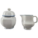 Zuckerdose Milchkännchen und Milch & Zucker Set Burg Lindau Blaue Linie Blau gebraucht - gut