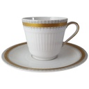 Kaffeetasse mit Untertasse Tasse Seltmann Weiden Vohenstrauß Grau Gold Dekor
