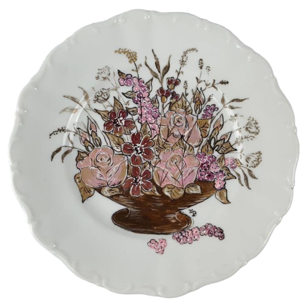 Handbemalter Wandteller Blumenbouquet Seltmann Weiden D 19,3 cm
