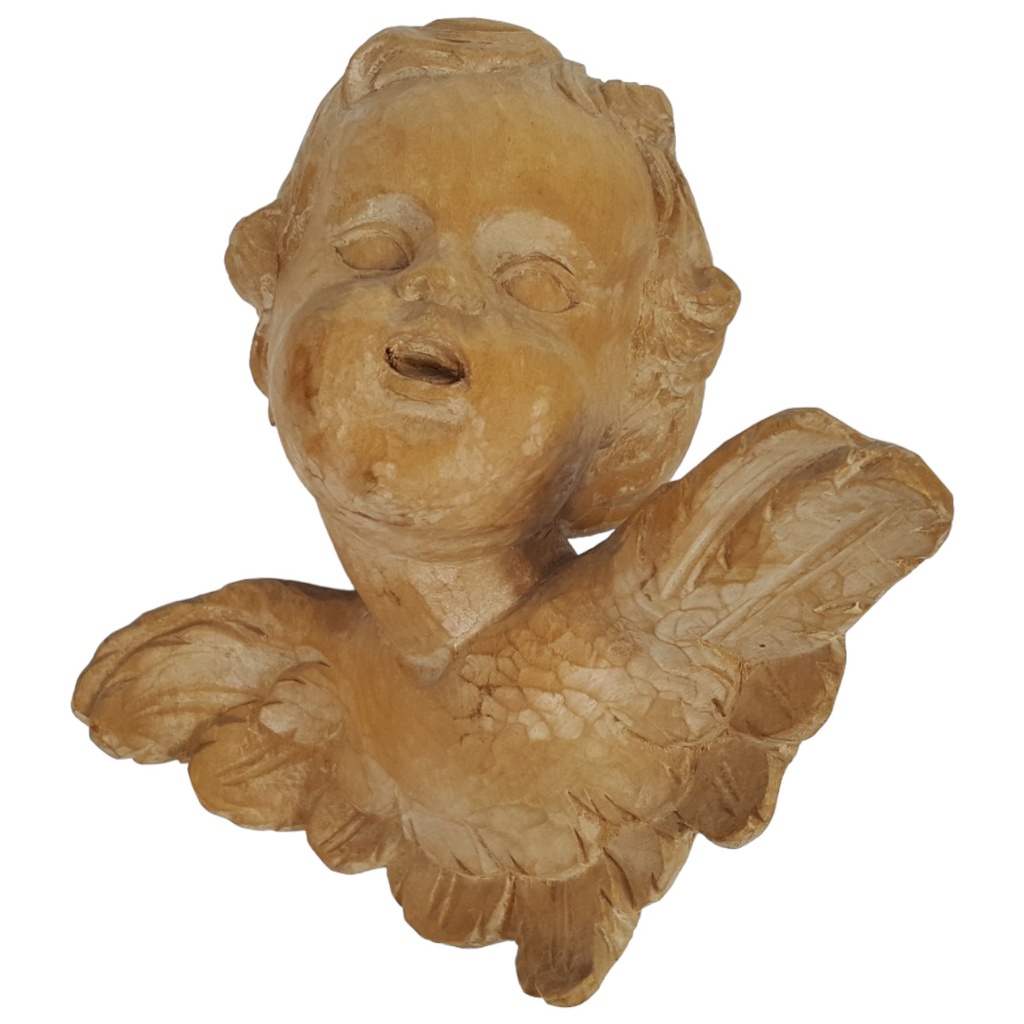[458165937] Kunsthandwerk Gustav Reuter Holzschnittfiguren Büste Engelskopf H 15,5 cm