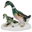 Gräfenthal Porzellanfigur Enten Familie mit Käfer H 10,5 cm