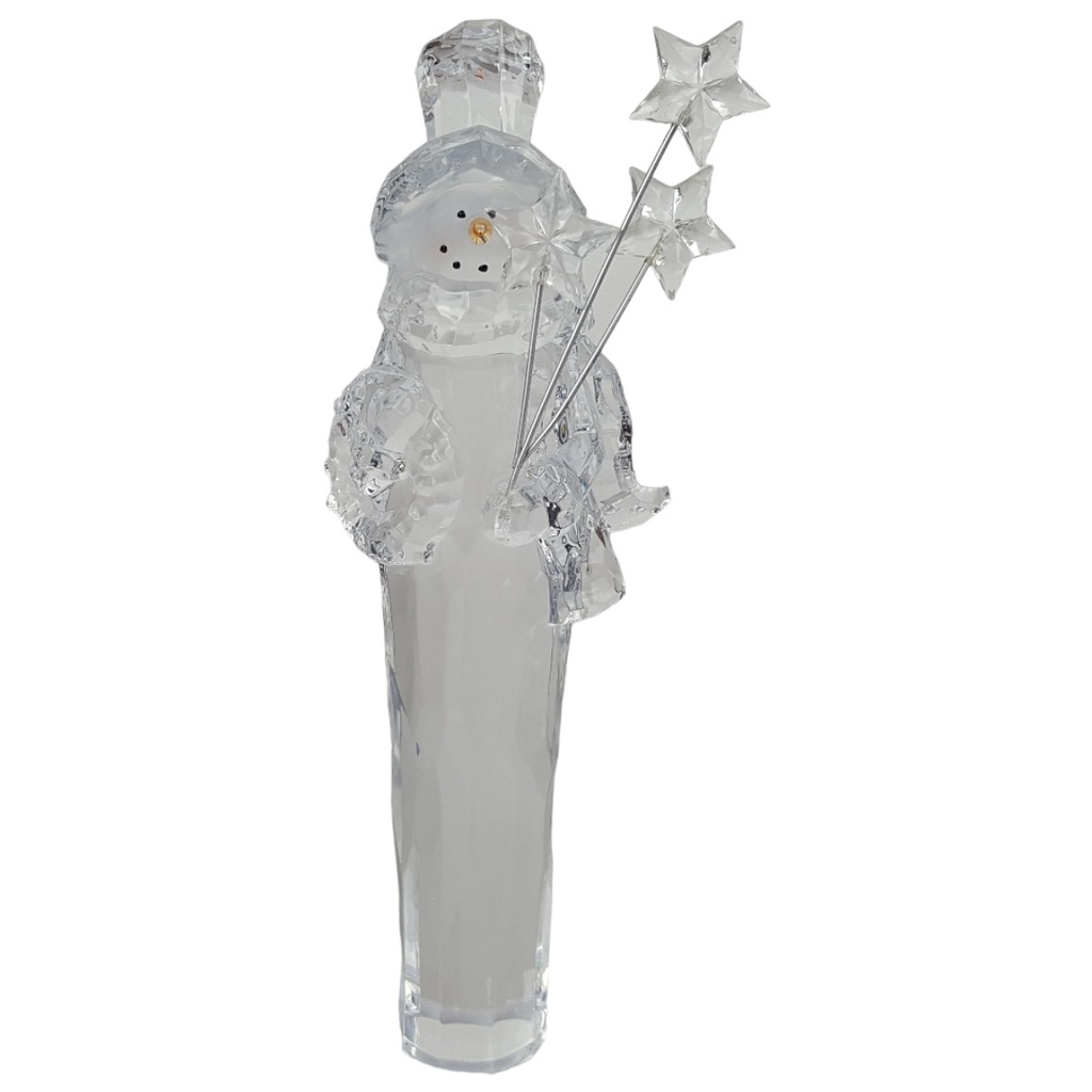 [458166018] Kunstoff Kristalleffekt Figur Schneemann mit Sternen H 25,7 cm