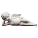 Figur Skulptur Engel liegend Porzellan matt weiß H 9 cm