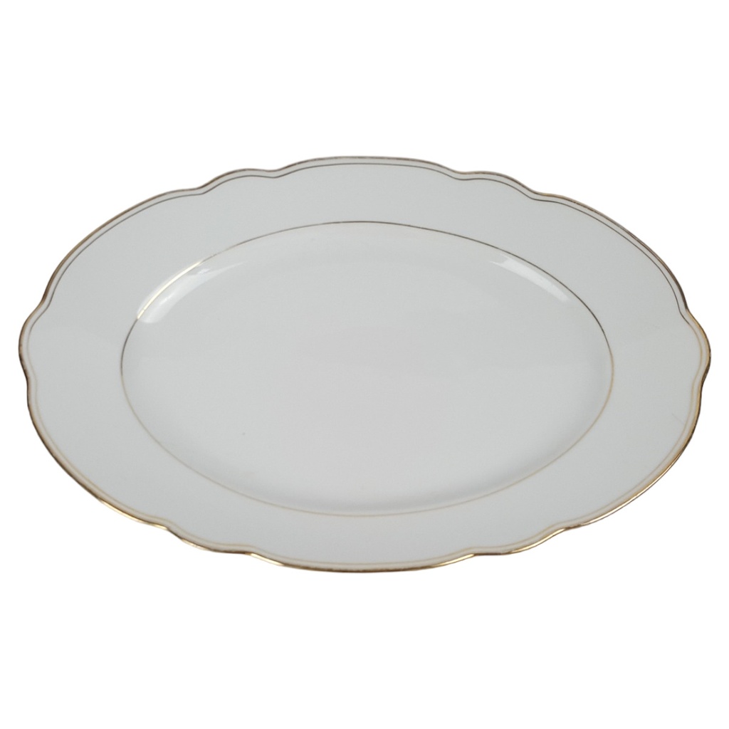 Winterling Marktleuthen Goldrand weiß Servierplatte Fleischplatte 33,9x23 cm