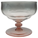 Sektschale Eisschale Glasschale Traubenschliff Rosa Stiel
