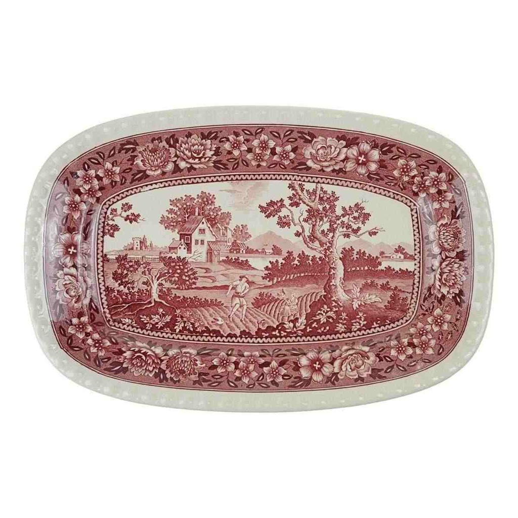 Fleischplatte groß mittelgroß 29,5x19,5 cm Villeroy & Boch Rusticana Rot gebraucht - sehr gut