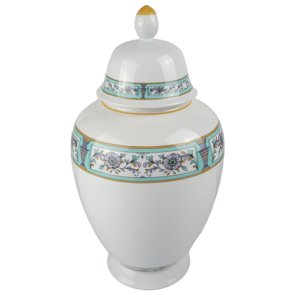 [458166135] Henkelvase Deckelvase 35,5 cm Seltmann Vohenstrauß Blumen gebraucht - sehr gut