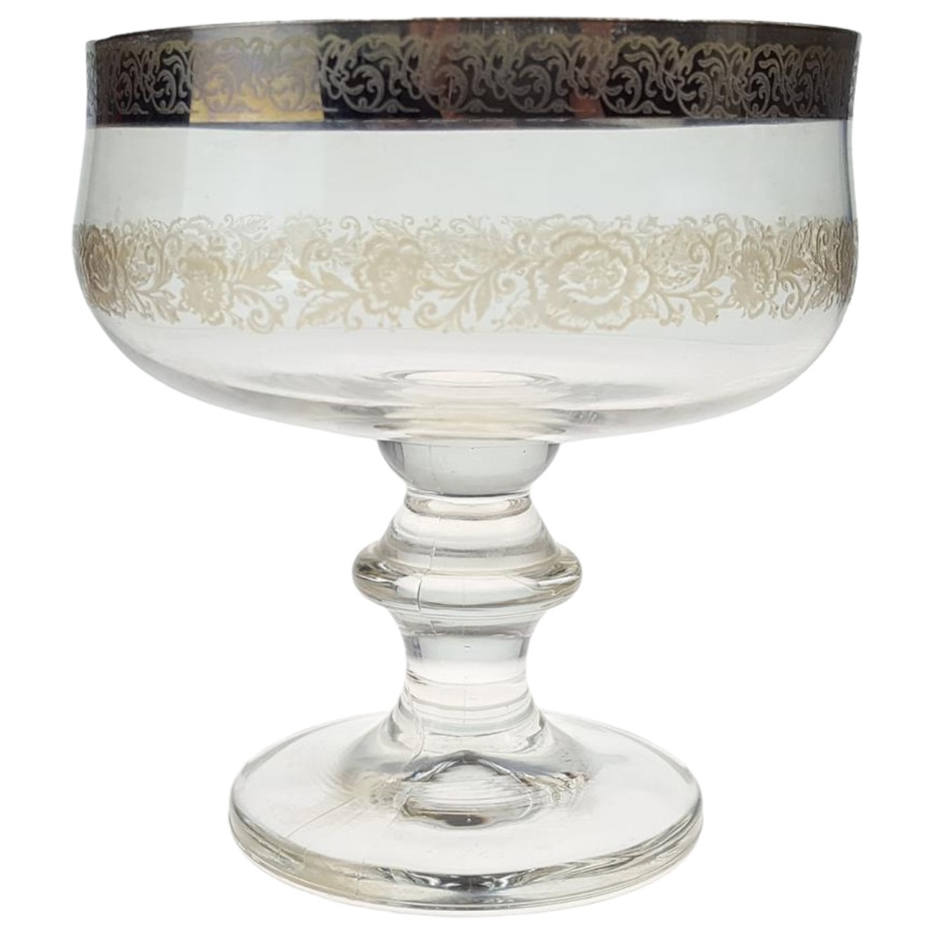 [458166216] Platinrand Silberrand Ätzdekor Glas Sektschale Eisschale Dessertschale