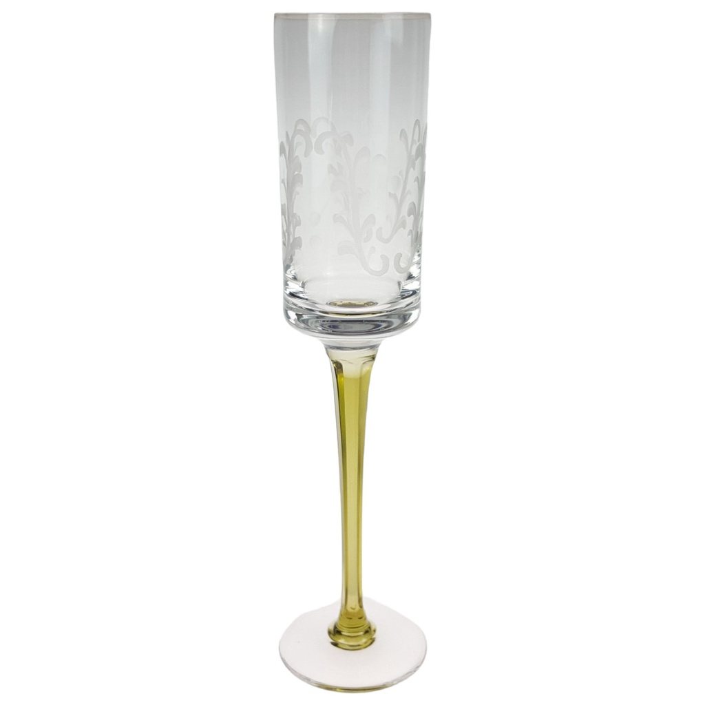 Sektglas Champagnerkelch groß grüner Stiel Transparent gebraucht - neuwertig