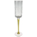 Sektglas Champagnerkelch groß grüner Stiel Transparent gebraucht - neuwertig