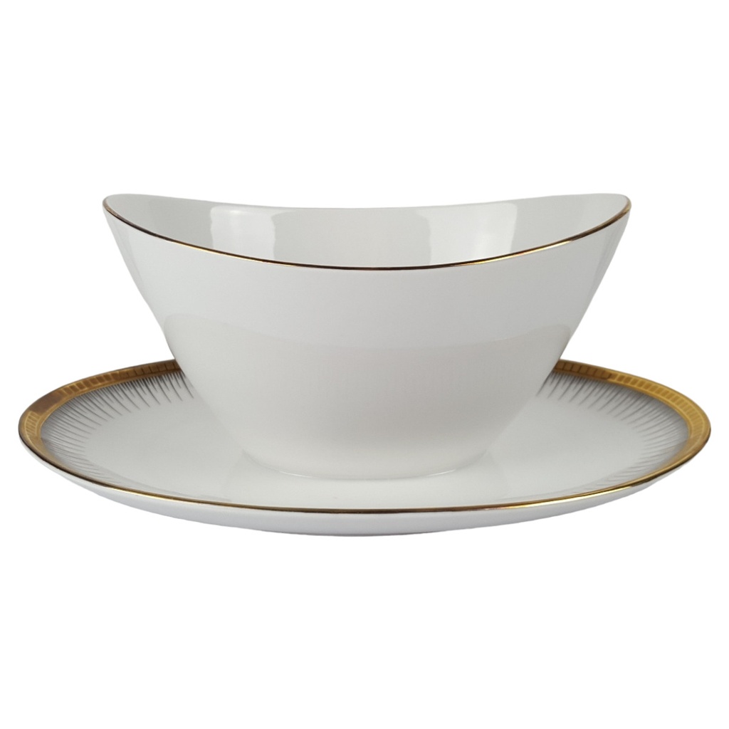 [458166260] Sauciere 1tlg Seltmann Weiden Form 25475 grau gold Dekor gebraucht - gut