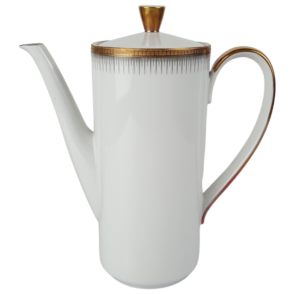 [458166263] Kaffeekanne 1,35 L Seltmann Weiden Form 25475 grau gold Dekor gebraucht - gut