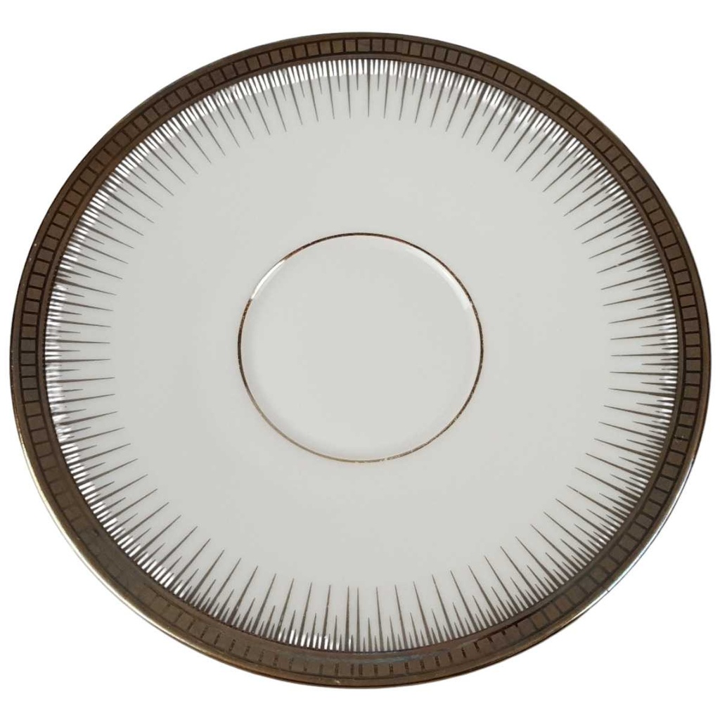 [458166266] Untertasse für Kaffee 14,4 cm Seltmann Weiden Form 25475 grau gold Dekor gebraucht - akzeptabel