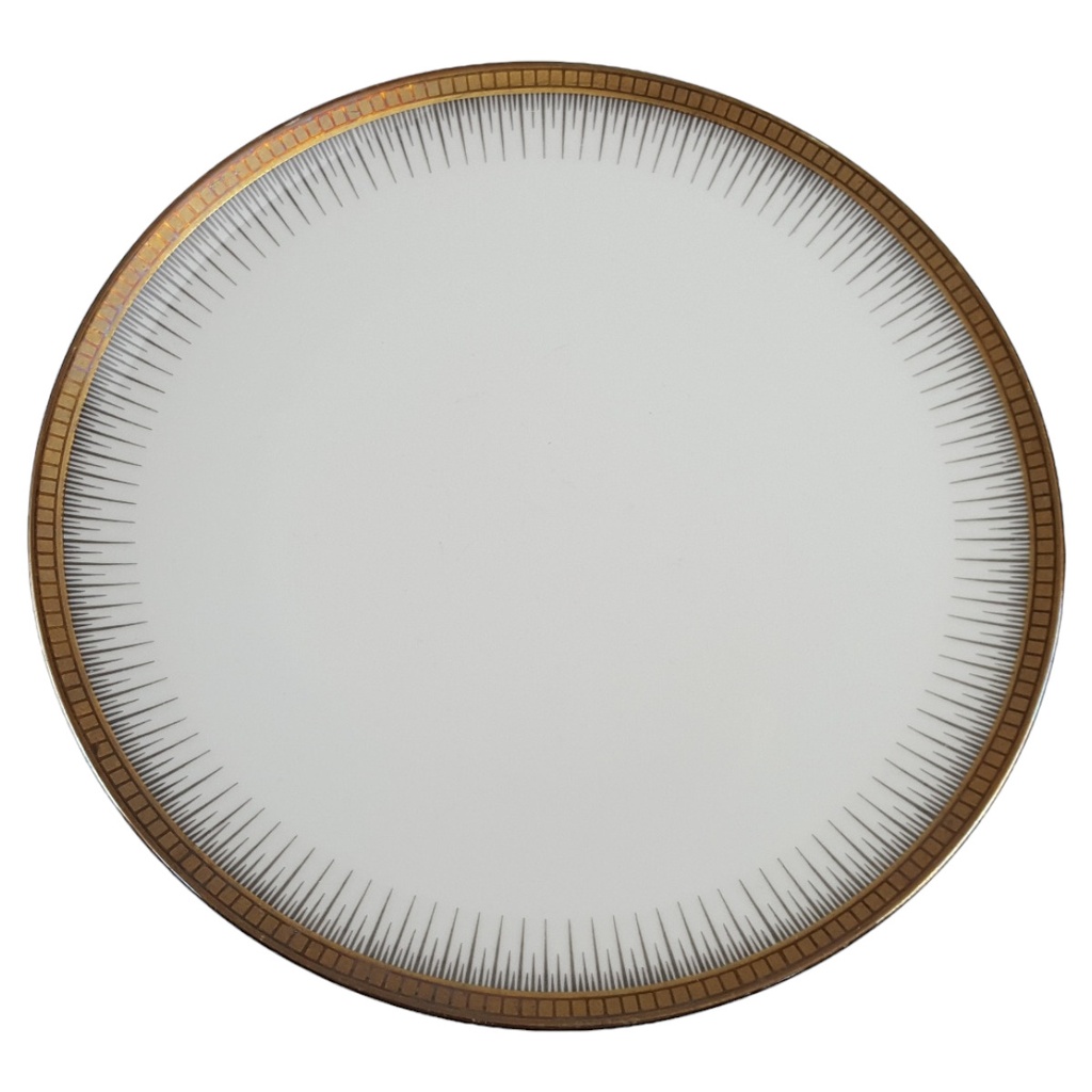 [458166270] Kuchenteller Dessertteller 19,3 cm Seltmann Weiden Form 25475 grau gold Dekor gebraucht - gut