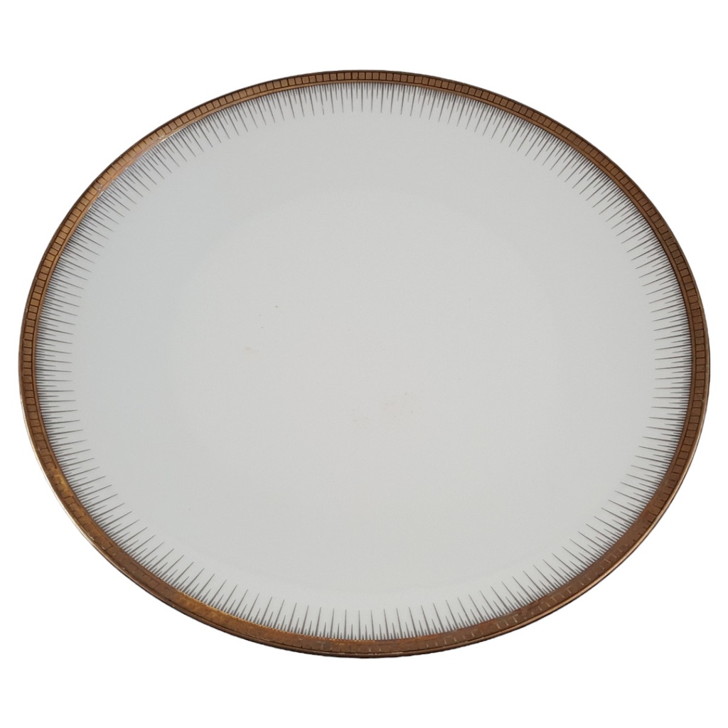 [458166272] Tortenplatte Seltmann Weiden Form 25475 grau gold Dekor gebraucht - gut