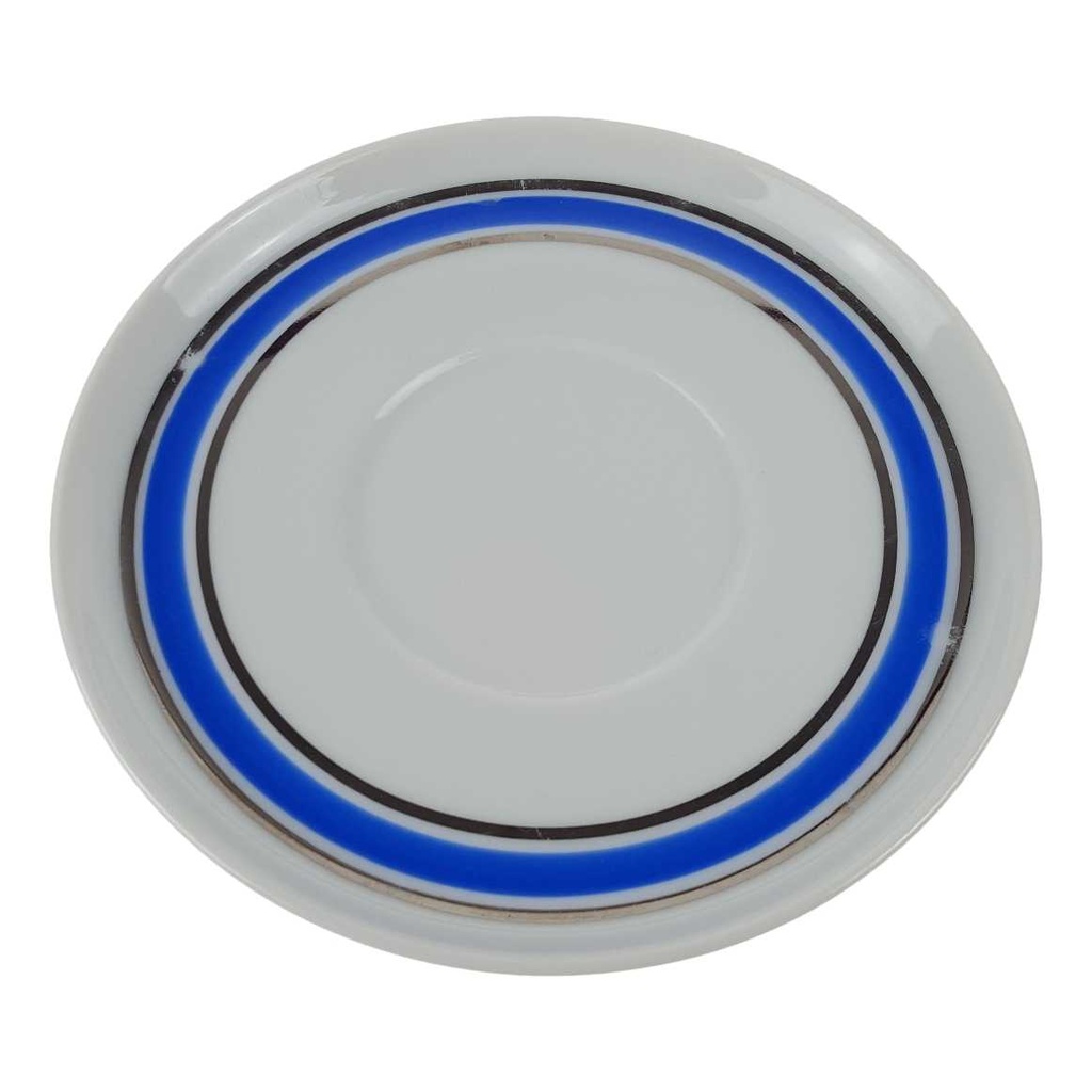 Untertasse für Kaffee 14,9 cm Seltmann Weiden Vohenstrauß Platinrand blau gebraucht - gut