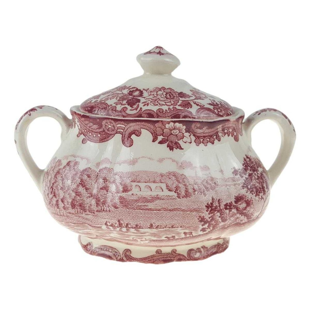 [458166327] Zuckerdose 0,25 L Palissy Avon Scenes Rot gebraucht - gut