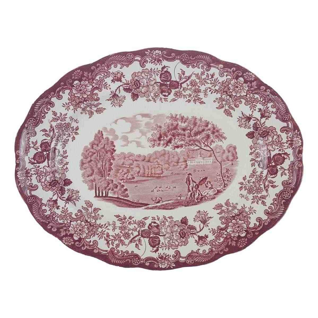 [458166330] Speiseplatte groß mittelgroß 30x23,5 cm Palissy Avon Scenes Rot gebraucht - sehr gut