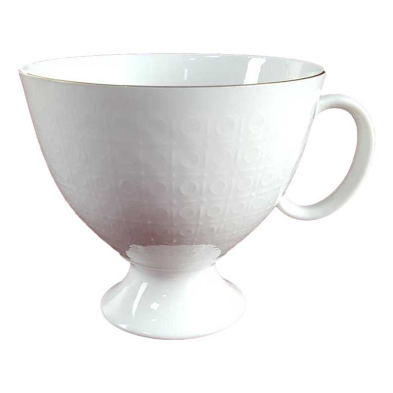Kaffeetasse Tasse Goldrand AK Kaiser Porzellan Form 40 Reliefdekor Weiß gebraucht - akzeptabel