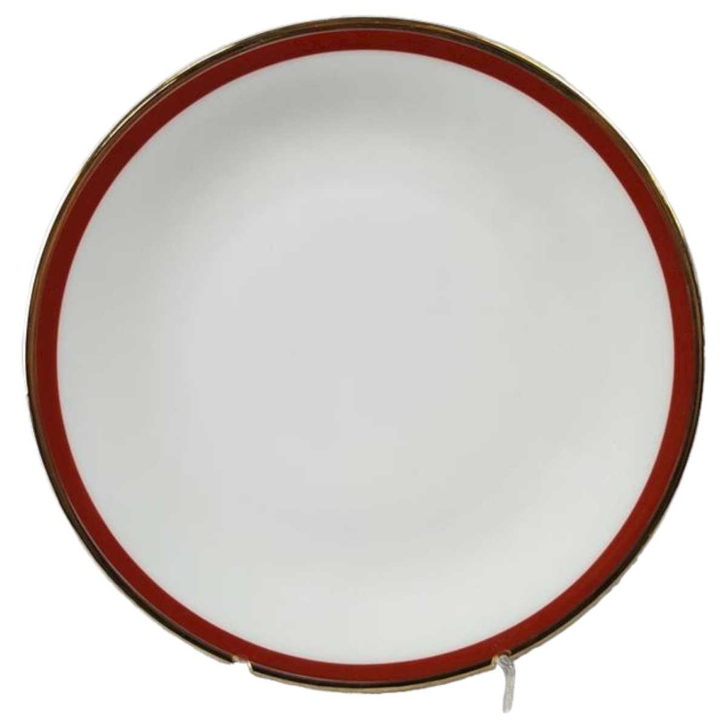 Kuchenteller Dessertteller Frühstücksteller 19,4 cm Seltmann Weiden Vohenstrauß rot gold Rand gebraucht - gut
