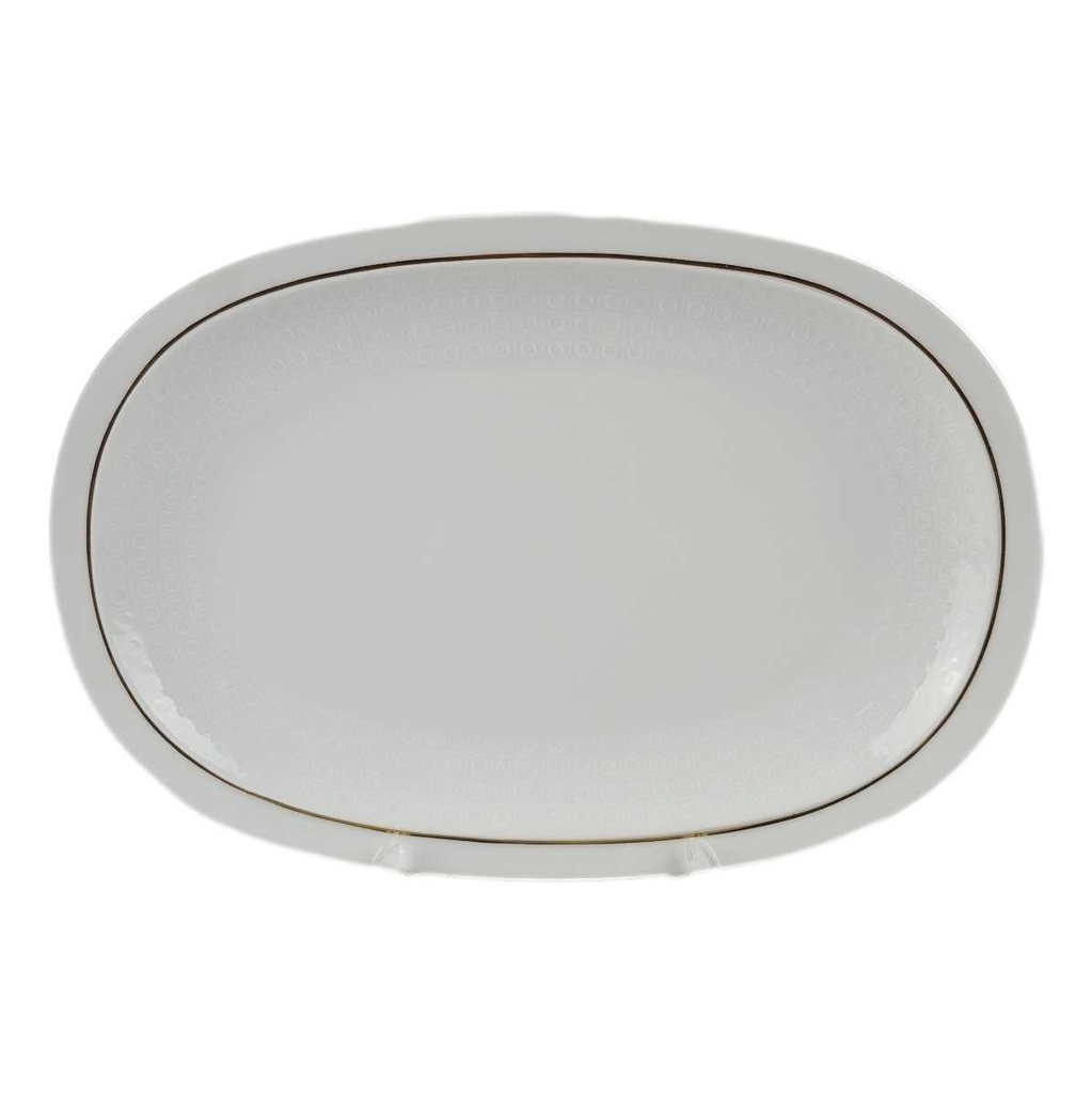 [458166565] Servierplatte Goldrand 32,2x22 cm AK Kaiser Porzellan Form 40 Reliefdekor gebraucht - gut