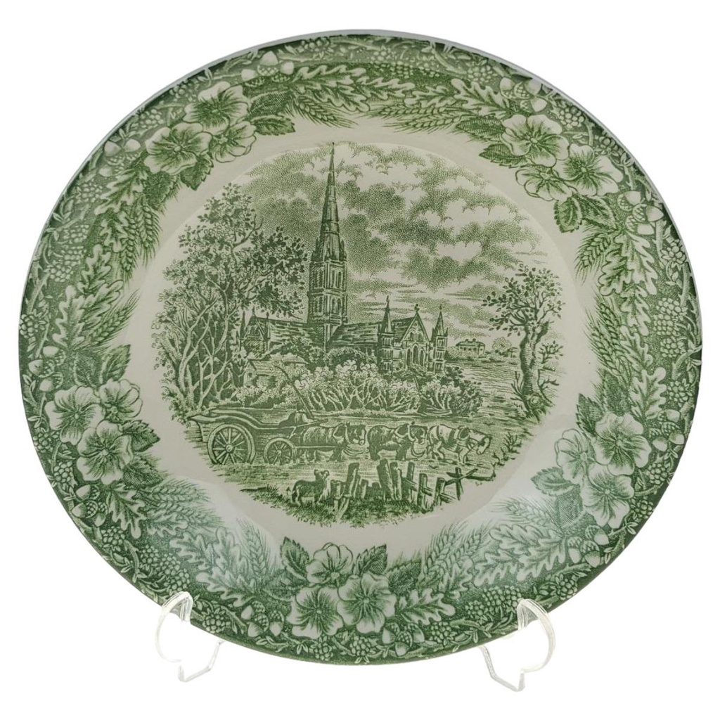 Servierschale Servierschüssel mit Stempel 19 cm Broadhurst Staffordshire Ironstone England Grün gebraucht - gut