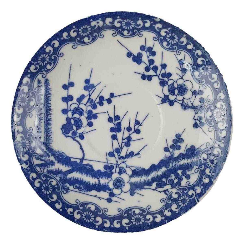 [458166588] Untertasse für Tee 12,9 cm Japan China Kirschblüte Blau gebraucht - gut