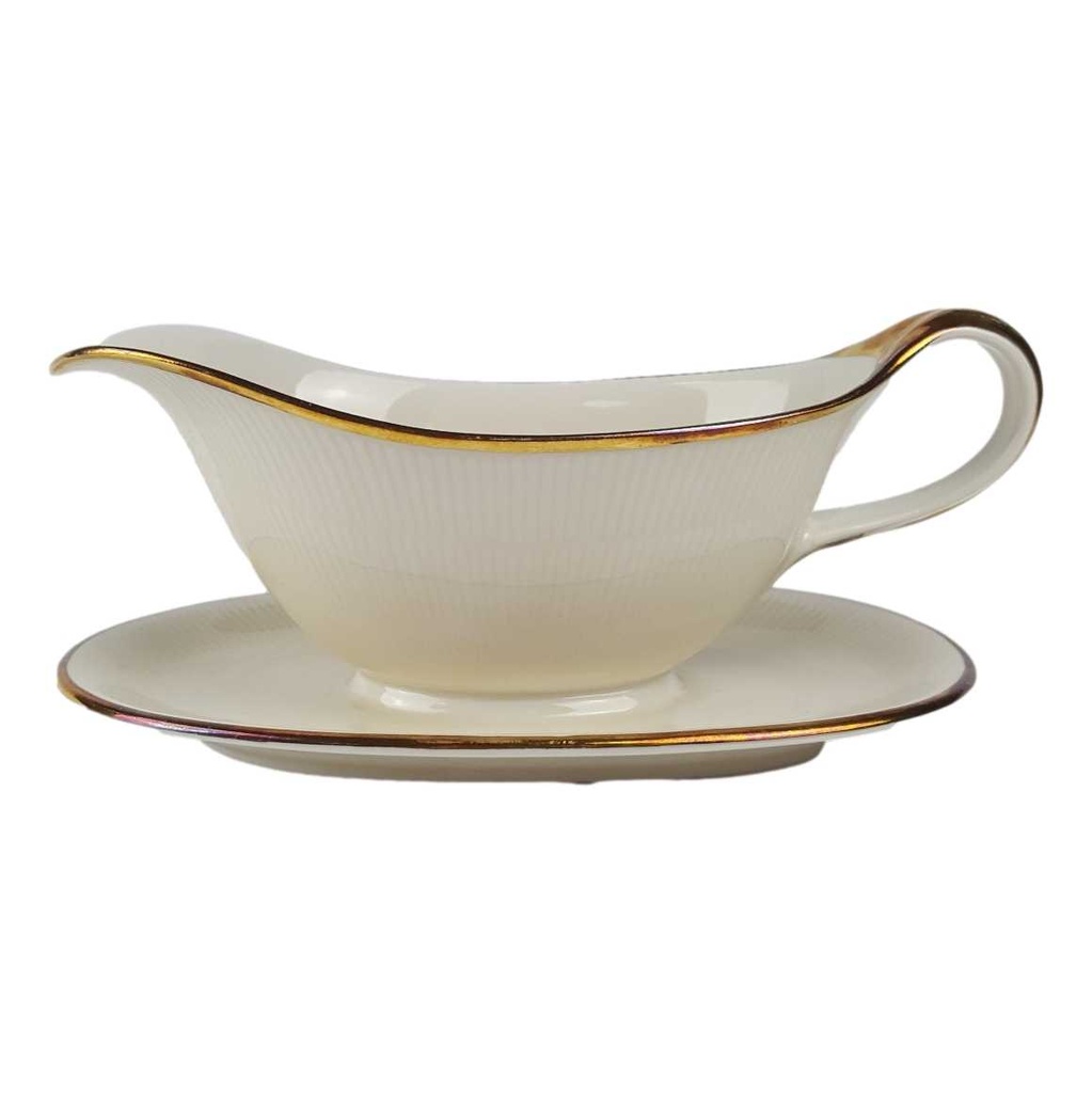 [458166597] Sauciere Goldrand 1tlg Schumann Bavaria geriffelt elfenbein Beige gebraucht - gut