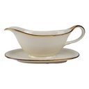 Sauciere Goldrand 1tlg Schumann Bavaria geriffelt elfenbein Beige gebraucht - gut