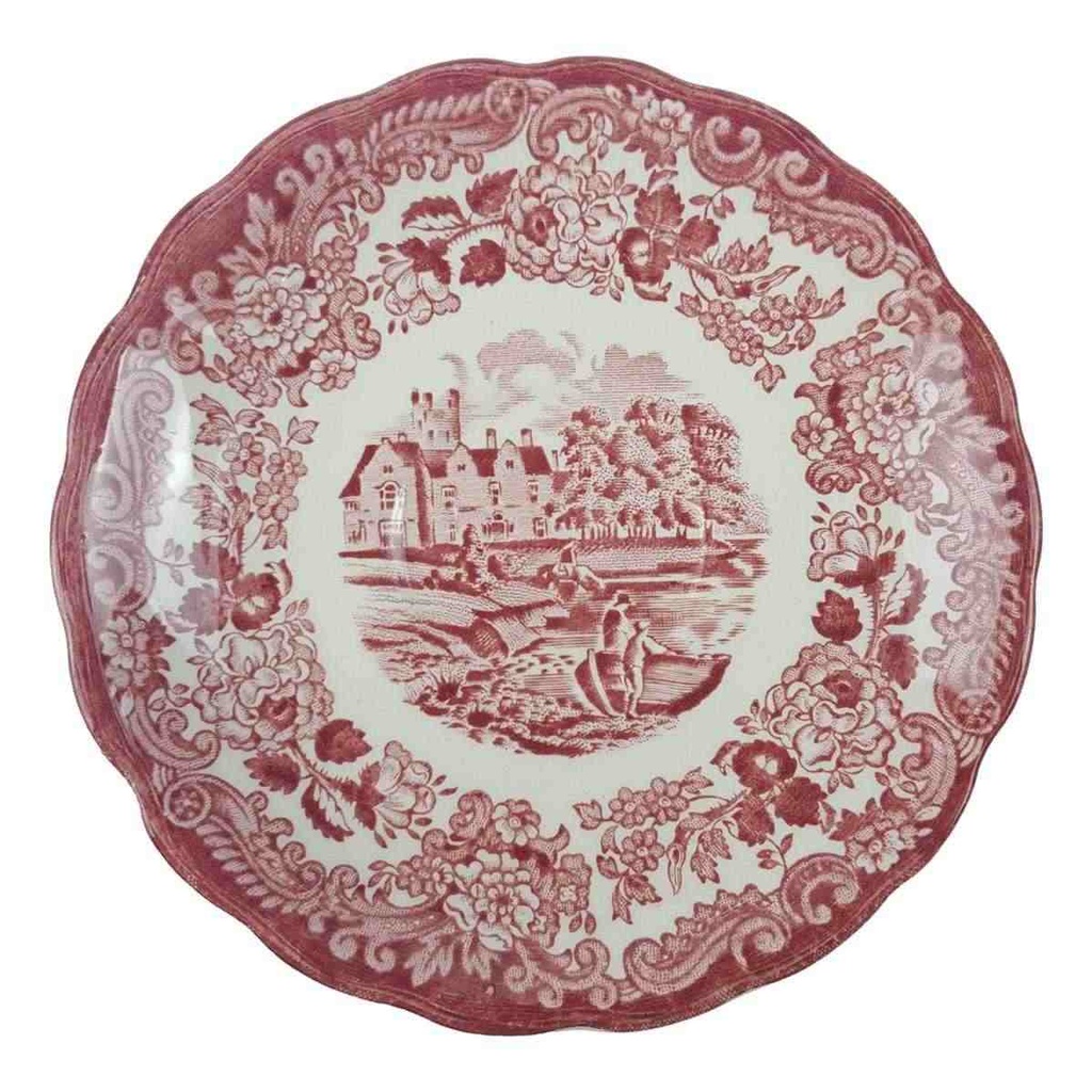 [458166616] Untertasse für Kaffee 13,5 cm Palissy Avon Scenes Rot gebraucht - gut