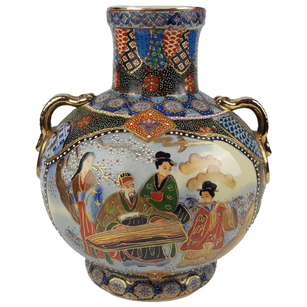 Porzellan Vase 30,7 cm China Henkelvase