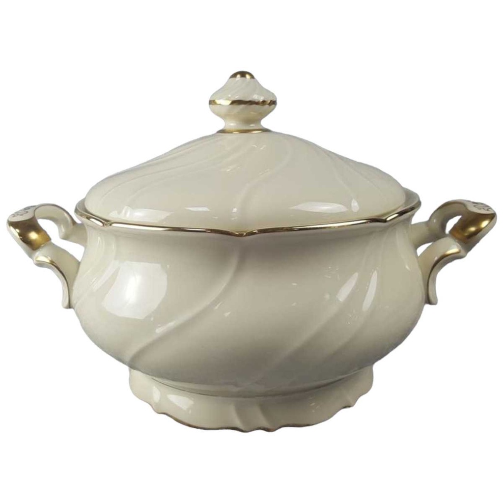 Suppenterrine Suppenschüssel Golddekor 3,8 L Eschenbach Elfenbein 05627 Beige gebraucht - sehr gut