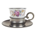Mokkatasse mit Untertasse Zinnhalter 3tlg Royal KPM Bavaria Platinrand gebraucht - gut
