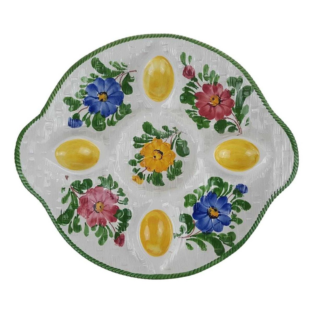 [458167185] Eierplatte Blumen Keramik Vintage/Retro-Stil