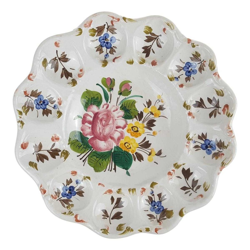 [458167186] Eierplatte Blumen Keramik Vintage/Retro-Stil