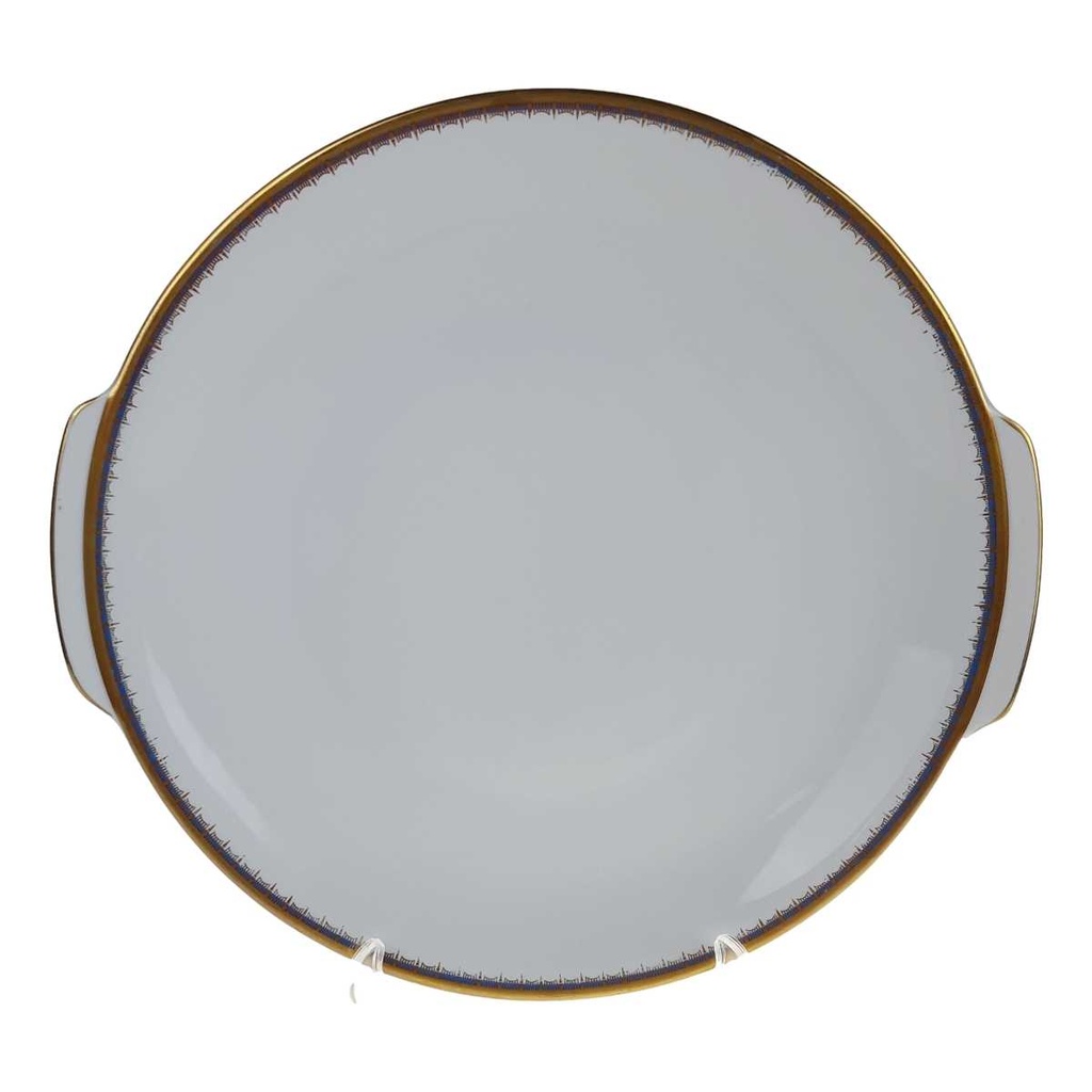 [458167204] Tortenplatte Tortenständer Goldrand 28,1x26,3 cm PMR Jaeger & Co Bavaria Blau Gold gebraucht - gut
