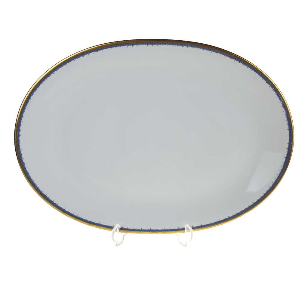 Servierplatte Fleischplatte Goldrand 34,1x24,3 cm PMR Jaeger & Co Bavaria Blau Gold gebraucht - gut
