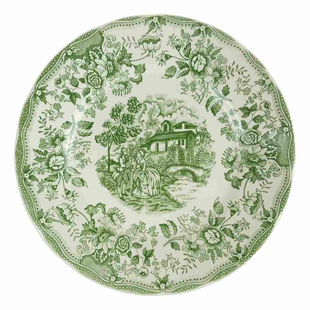 Speiseteller Essteller 24 cm English Ironstone Tableware (EIT) EIT England Motiv: Liebespaare Grün gebraucht - sehr gut
