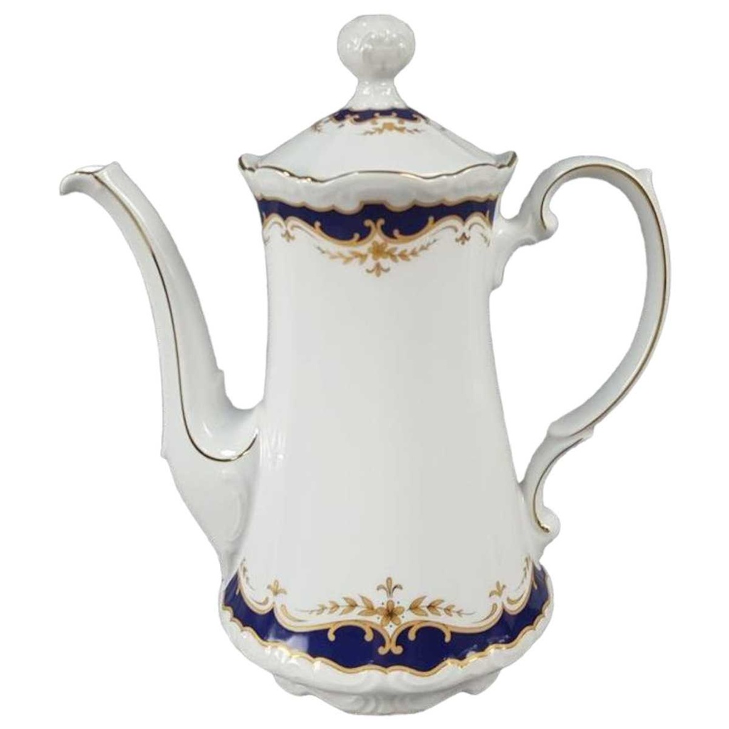 [45816727] Kaffeekanne Kanne 1,25 L Mitterteich Form 2000 Kobalt mit Goldbordüre gebraucht - sehr gut