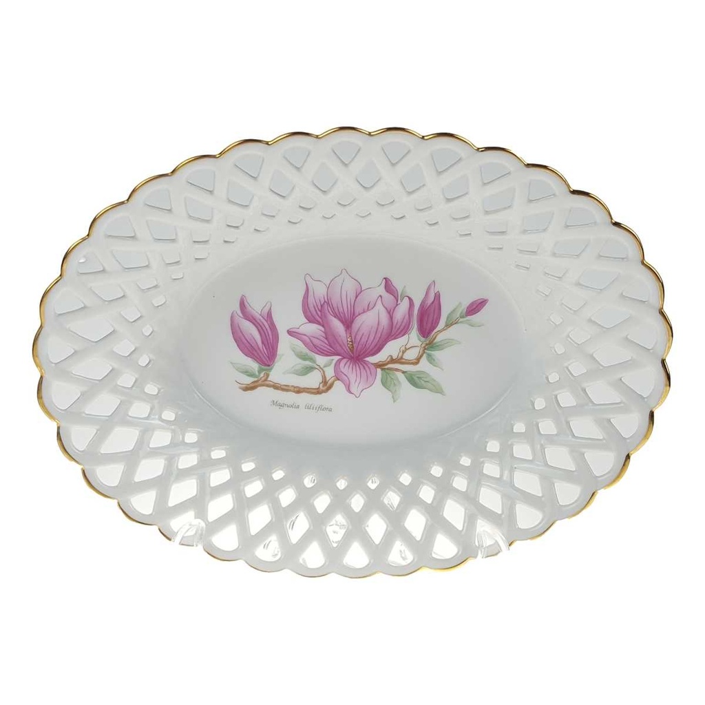 [458167300] Durchbruchschale Durchbrucharbeit Königl. pr. Tettau Atelier Blumendekor Blumen gebraucht - sehr gut