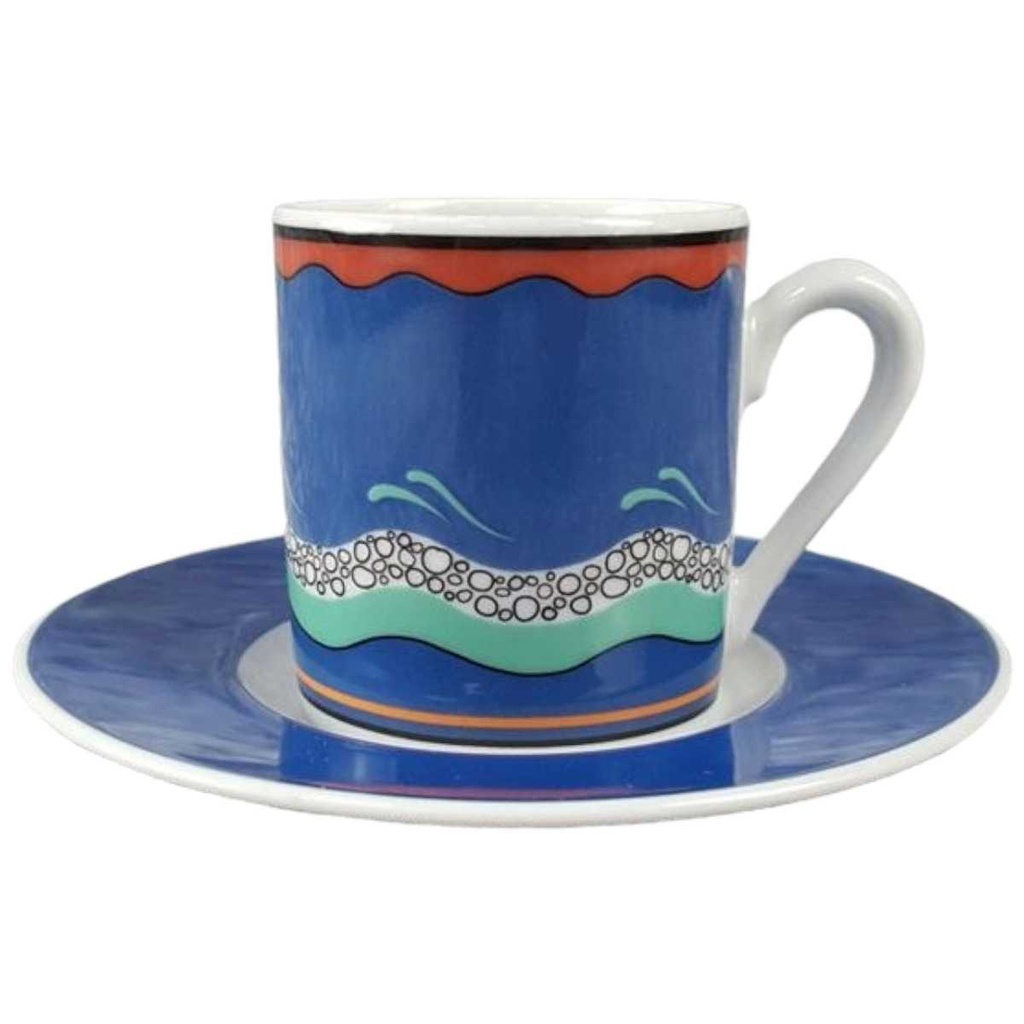 [45816744] Boticelli Design blau rot grün Sammeltasse Mokkatasse mit Untertasse