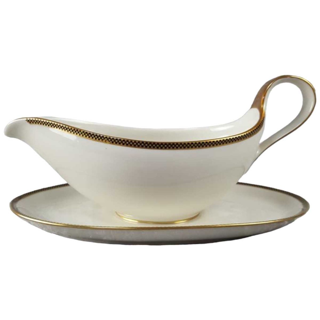Sauciere mit Teller 1tlg Eschenbach Alte Formen Goldbordüre W 4842 gebraucht - gut