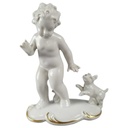 Figur Golddekor Gerold & Co weiß mit Kind Hund gebraucht - sehr gut