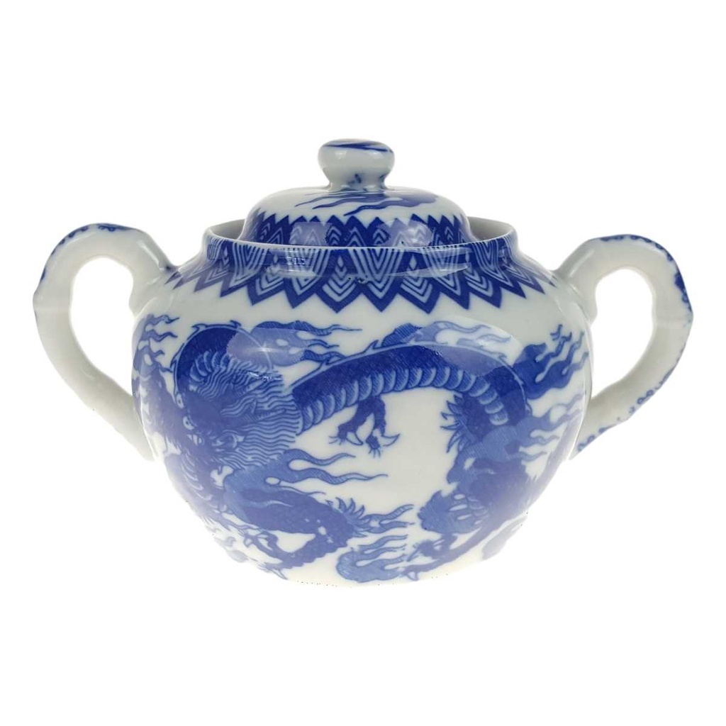 Zuckerdose Japan China blauer Drache Blau gebraucht - gut
