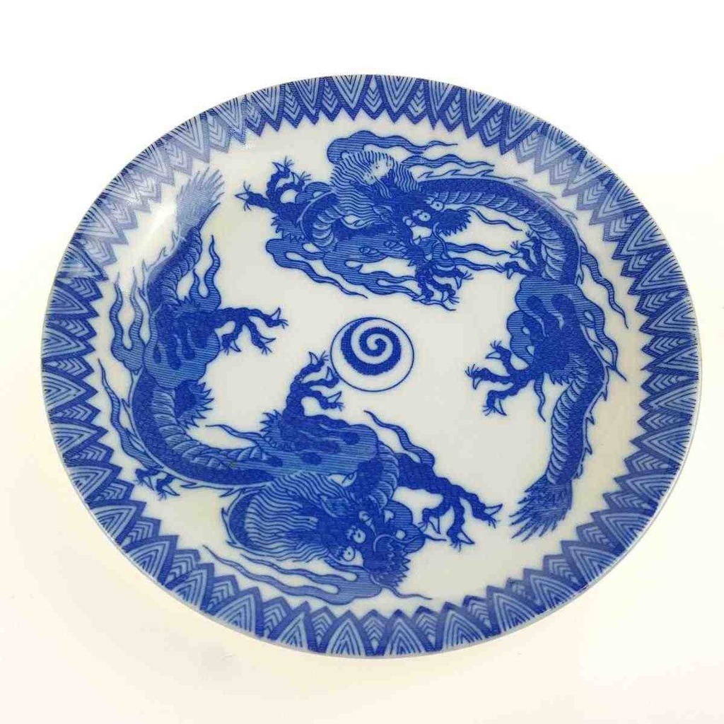 Untertasse 14 cm Japan China blauer Drache Blau gebraucht - gut
