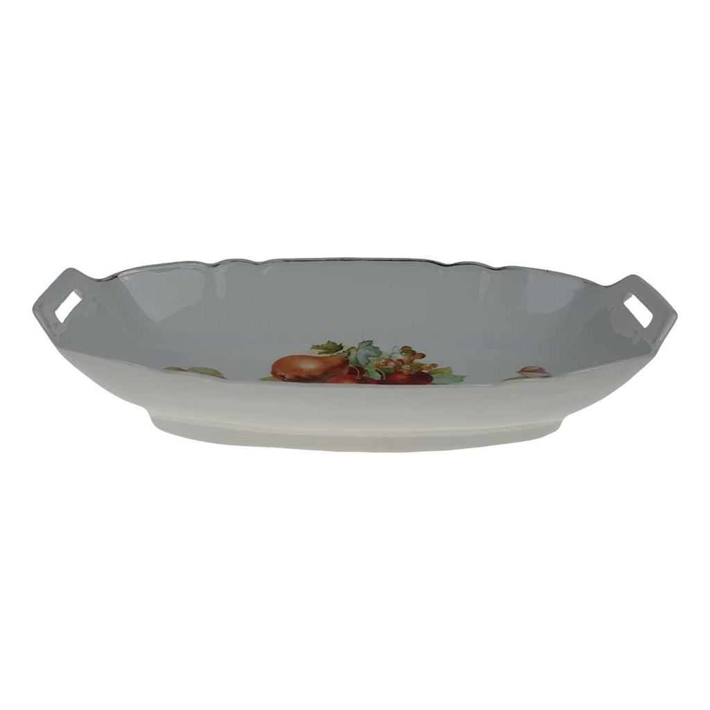 [458168079] Brotschale Obstschale Porzellan Obstdekor Goldrand