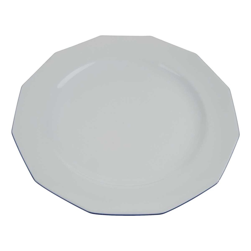 Speiseteller Essteller 24,5 cm Marienbad Ingres Weiss blauer Rand gebraucht - akzeptabel