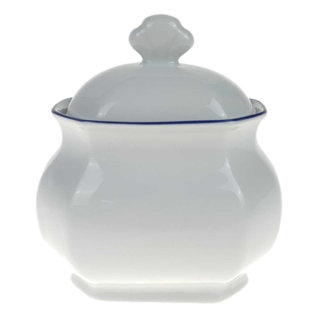 [458168089] Zuckerdose Marienbad Ingres Weiss blauer Rand gebraucht - sehr gut